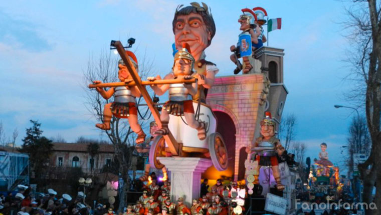 Il carro "Le Battaglie del Metauro" del Carnevale di Fano 2015