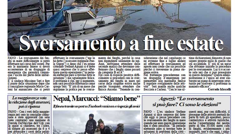 L'edizione del quotidiano Fanoinforma di mercoledì 29 aprile con le notizie della città di Fano