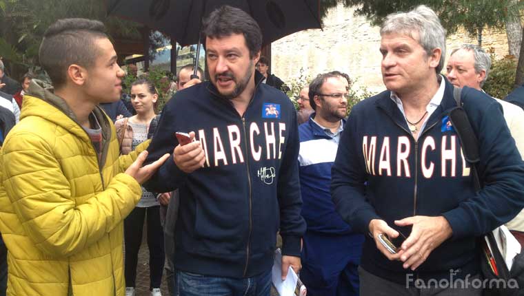 Matteo Salvini, leader della Lega Nord a Fano