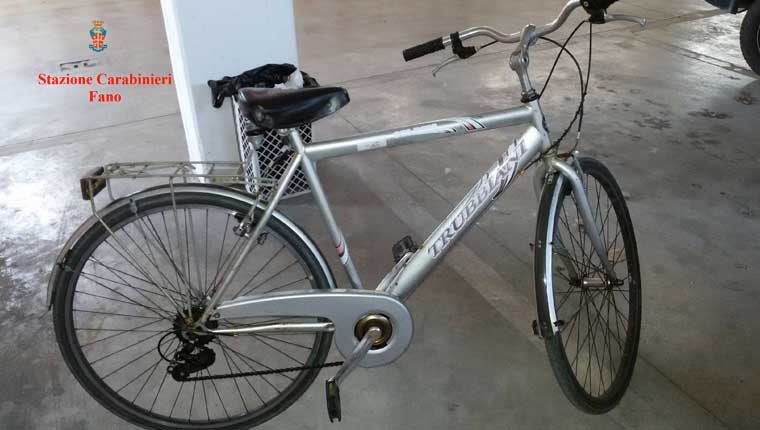 Una delle biciclette rubate dalla donna a Fano