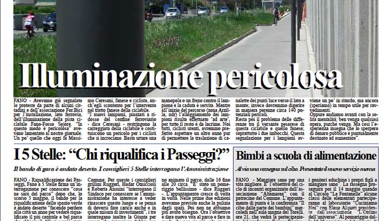 L'edizione di oggi del quotidiano Fanoinforma con le notizie della città di Fano