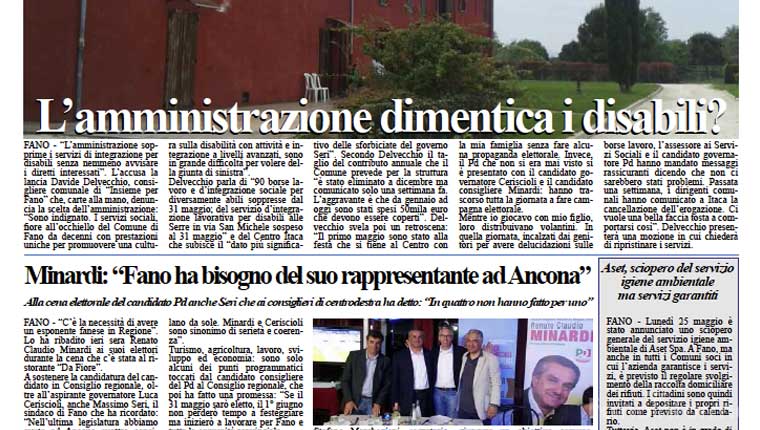 L'edizione di oggi, giovedì 14 maggio 2015, del quotidiano Fanoinforma con le notizie della città di Fano