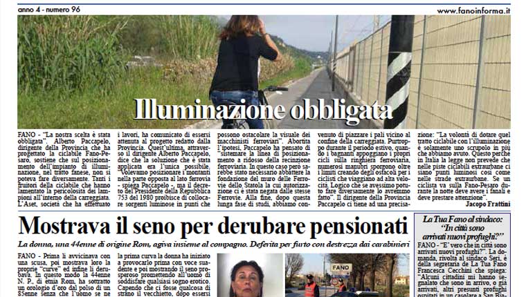 L'edizione del quotidiano Fanoinforma con le notizie di giovedì 21 maggio di Fano