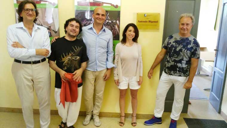 La presentazione del Festival Giovani per la Musica di Pesaro. Nella foto: Molinelli,, Borgogelli, Salucci, Della Dora, Bigonzi