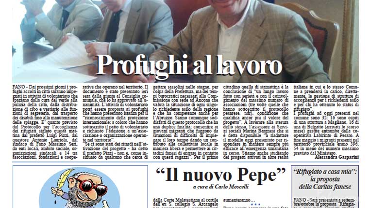 l'edizione del quotidiano Fanoinforma di venerdì 12 giugno con le notizie della città di Fano