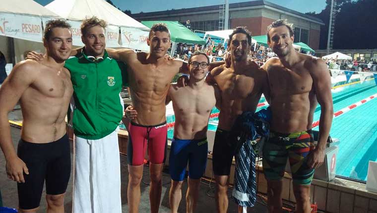 Filonzi della Fanum Fortunae Nuoto insieme a Magnini al Trofeo Rossini di Pesaro