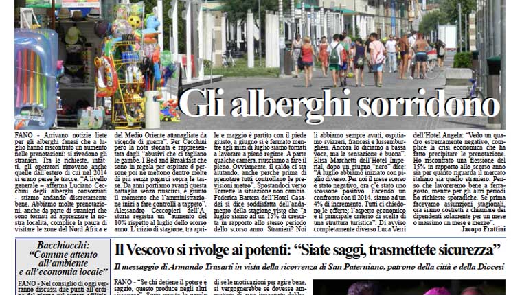 L'edizione di oggi, mercoledì 8 luglio, del quotidiano Fanoinforma con le notizie della città di Fano