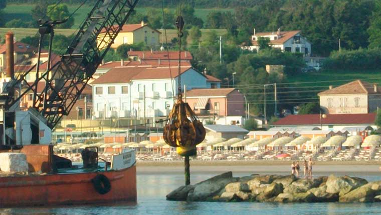 La boa rimossa a Fosso Sejore tra Fano e Pesaro