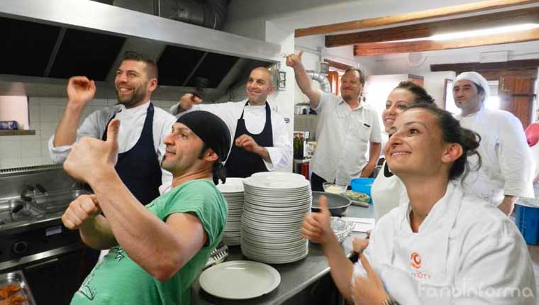 Gli chef della serata "Grani antichi e paste nuove" che si è svolta alla Locanda Girolomoni di Isola del Piano