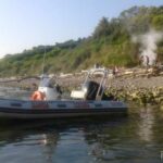 L'incendio nella spiaggia di Pesaro