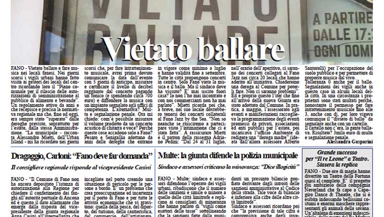 L'edizione di oggi, martedì 21 luglio 2015, del quotidiano Fanoinforma con le notizie della città di Fano