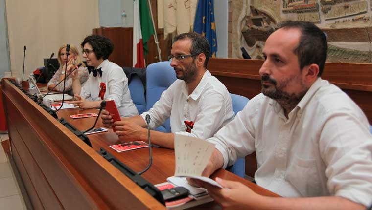 Vimini, Ricci, Ercolani, Tinazzi alla presentazione di Popsophia a Pesaro