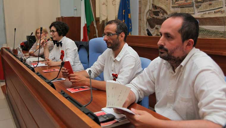 Vimini, Ricci, Ercolani, Tinazzi alla presentazione di Popsophia a Pesaro
