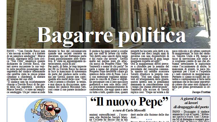 L'edizione di venerdì 28 agosto del quotidiano Fanoinforma con le notizie della città di Fano