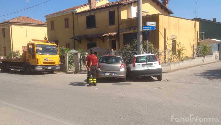 L'incindente in via Flaminia incrocio con via Arno a Fano